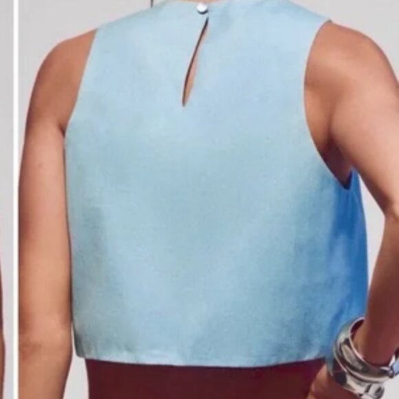 "Mare Mare Cropped Sleeveless Denim Top - Picture 2 of 2